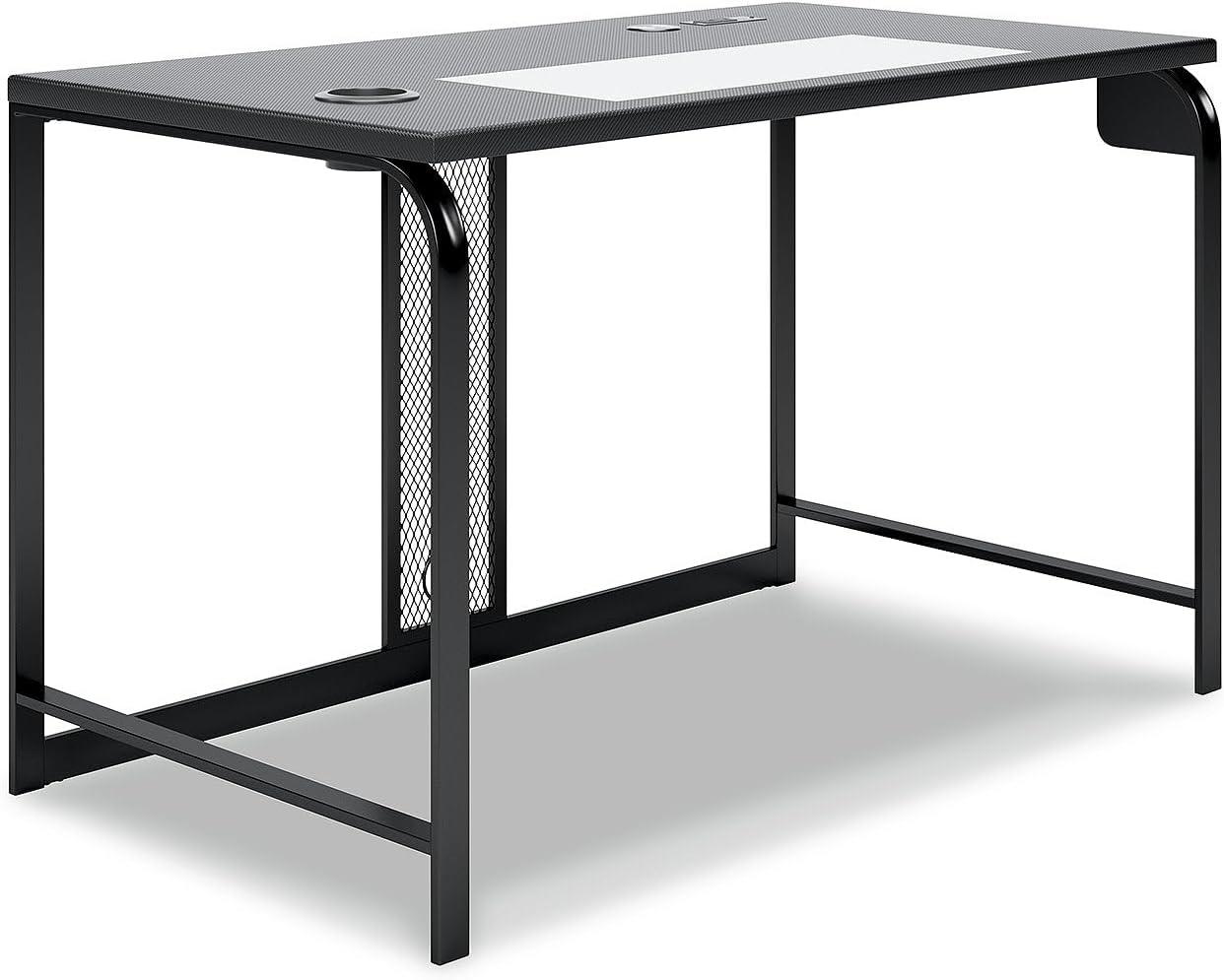 Lynxtyn 49.5" Black Contemporary Desk with USB and Cup Holder