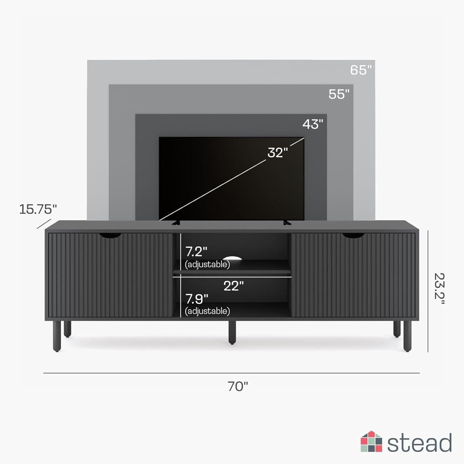 Stead Adjustable Shelves Television Stand, Wood Multi-color, 104 lbs