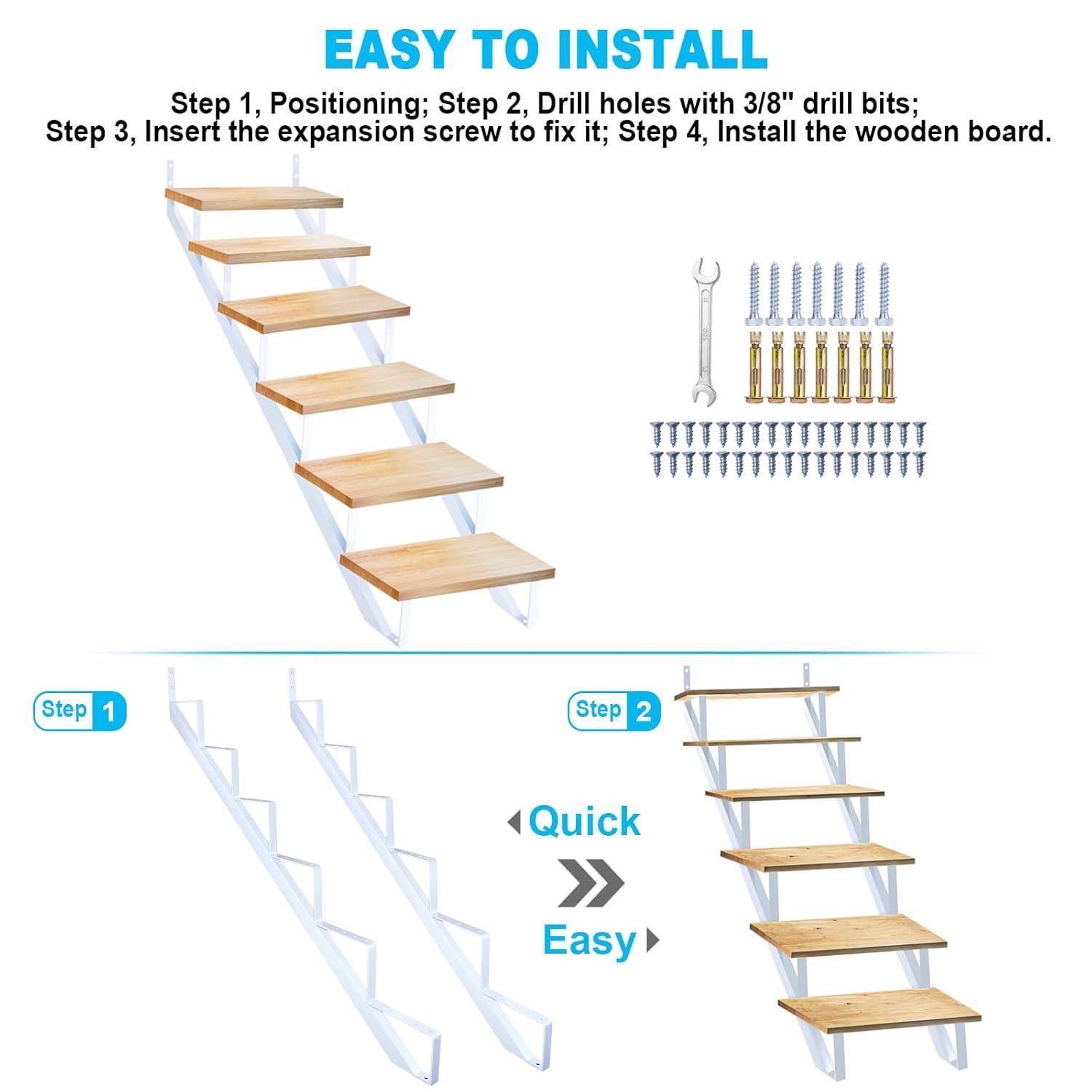 Steel Stair Stringer 6 Step, Metal Stair Stringers for Deck Height 49.6 inches, Steel Stair Step Riser for Outside Stairs (2Pack)