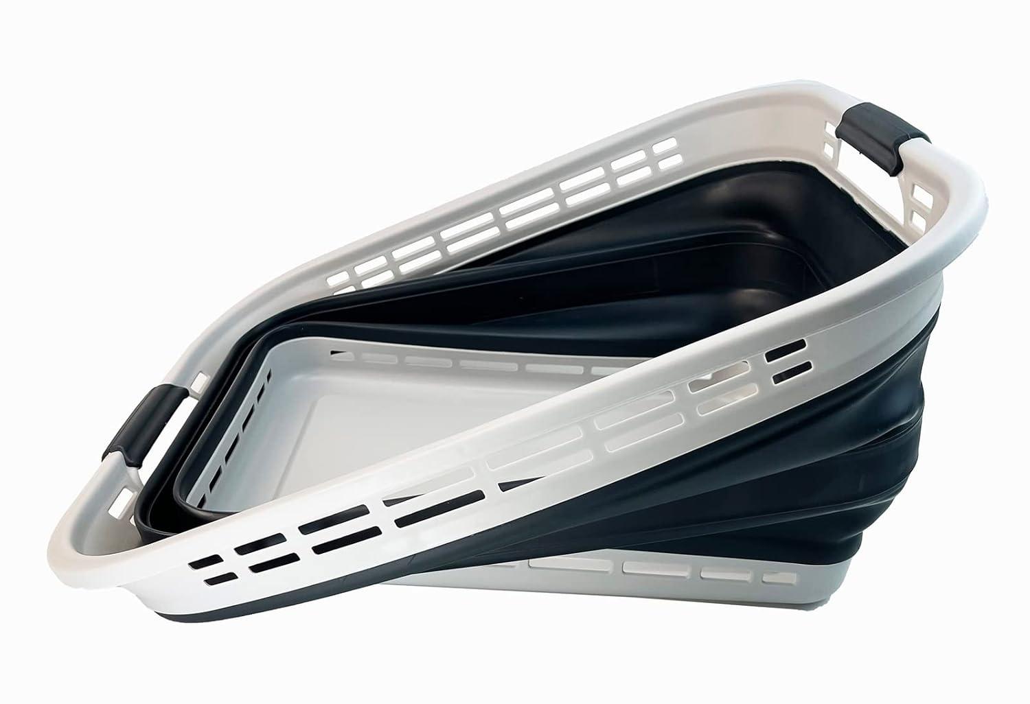 SAMMART 42L (11 Galloons) Collapsible Plastic Laundry Basket, Grey/Slate Grey