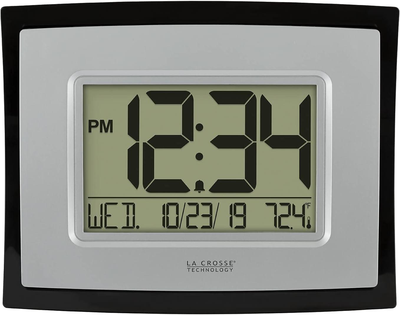 8.7" Black and Silver Digital Indoor Wall Clock