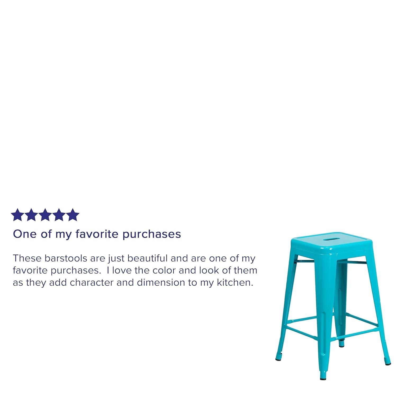 Flash Furniture Commercial Grade 24" High Backless Crystal Teal-Blue Indoor-Outdoor Counter Height Stool