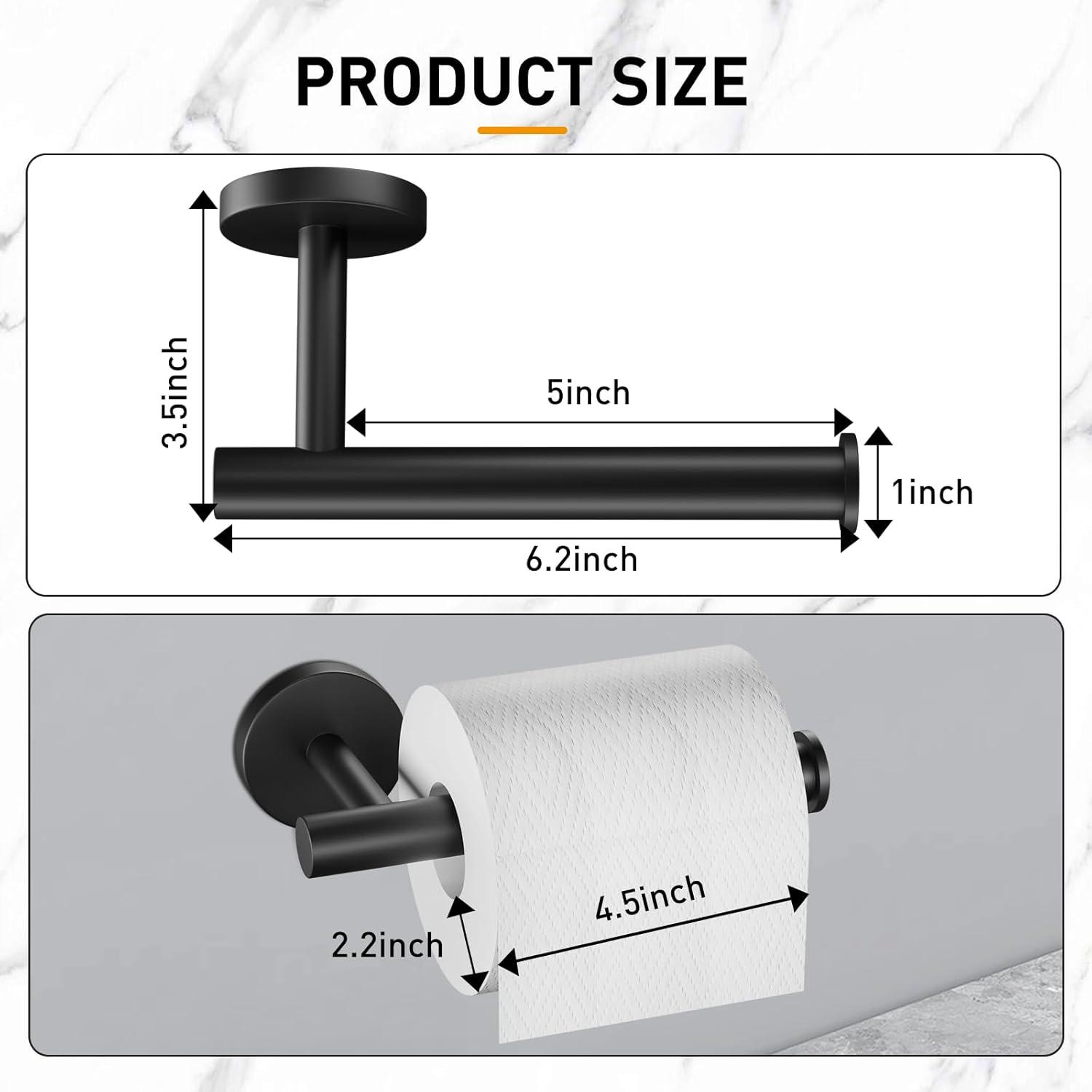 MOGFCT Toilet Paper Holder Brushed Gold Wall Mounted, Double Post Pivoting Toilet Paper Holder SUS 304 Stainless Steel Bathroom