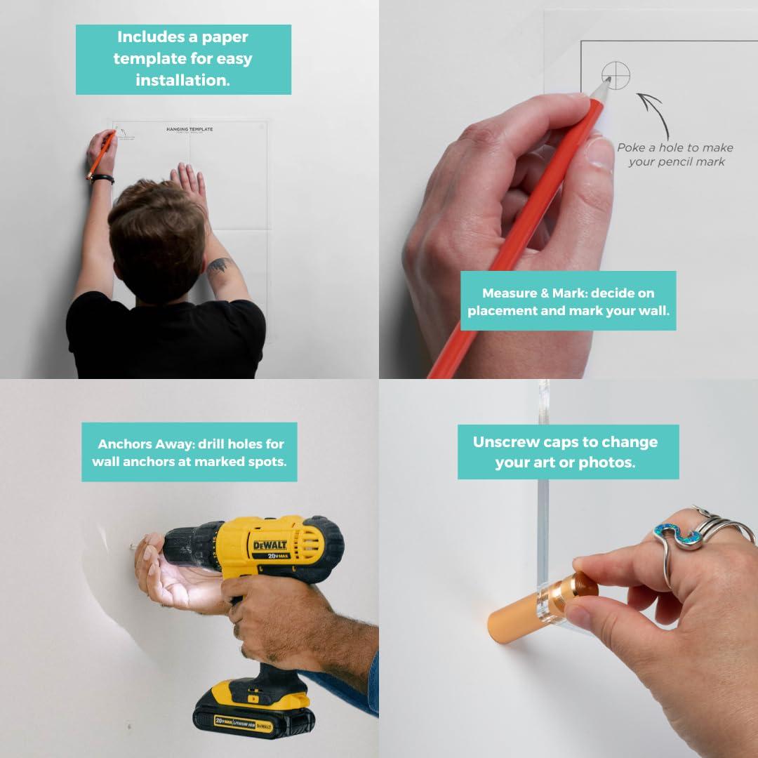 Clear UV-Grade Acrylic Modern Floating Picture Frame - Gold