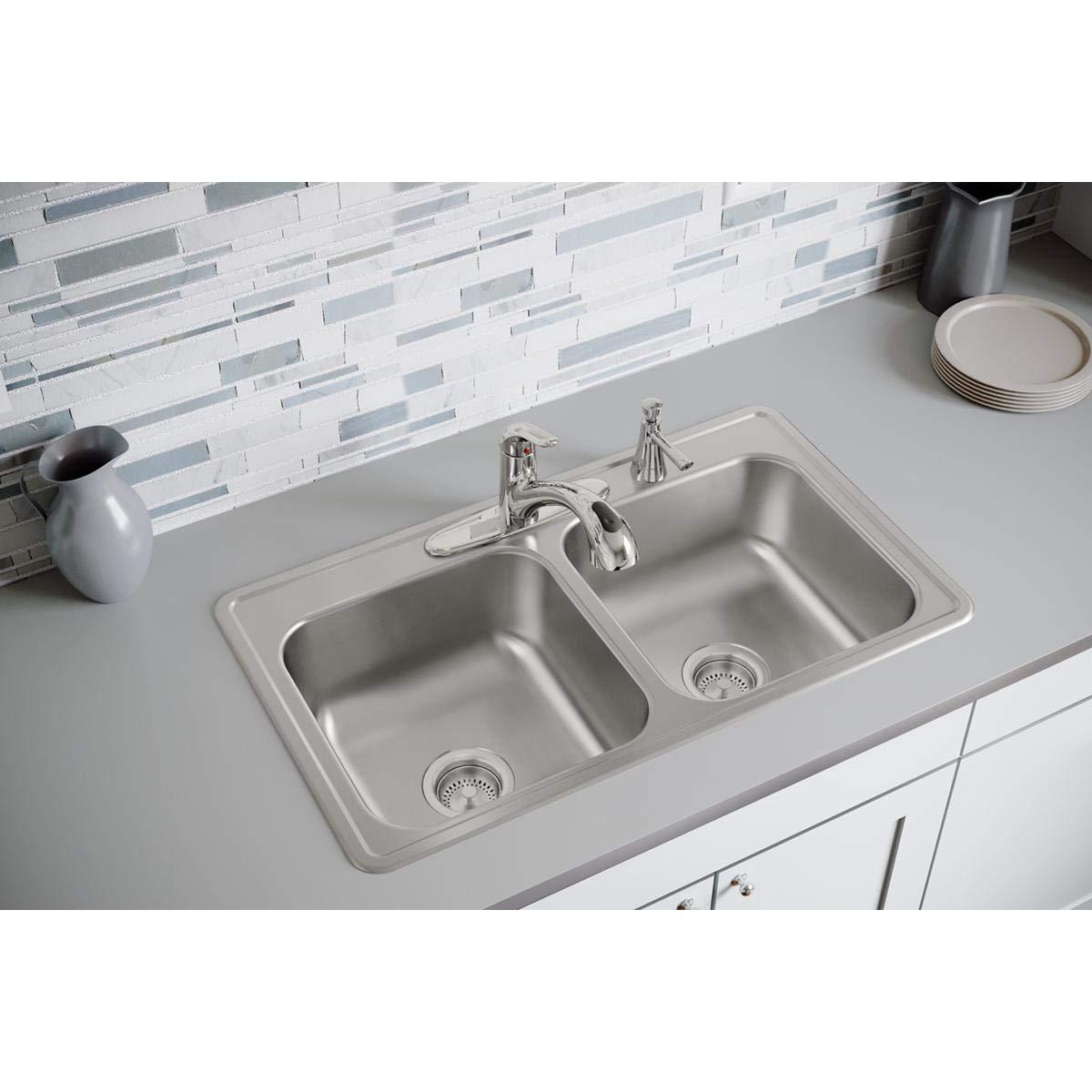 Elite Satin Stainless Steel Double Bowl Drop-In Kitchen Sink