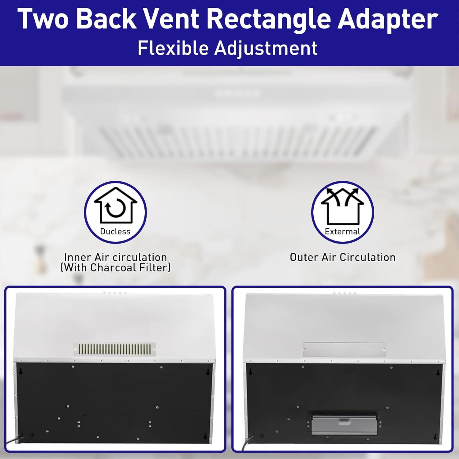 Vesta Charlotte 500cfm Under Cabinet Range Hood With 3 Levels Of Speed, Mechanical Buttons Control, Dishwasher Friendly Baffle Filters, Flexible Vent Connectors, Long LED Stripe