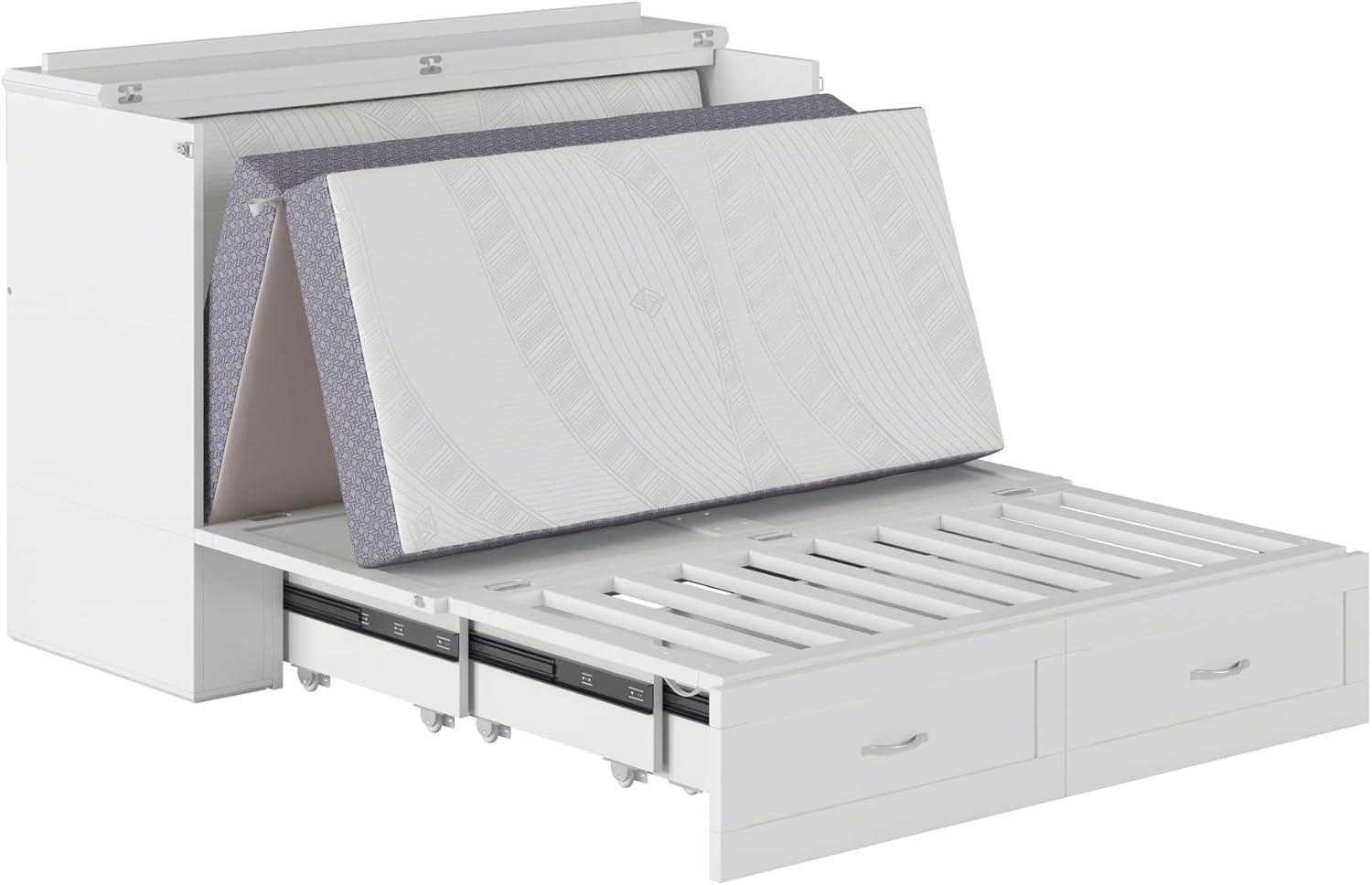 AFI Hamilton Full Solid Wood Murphy Bed Chest with Built-In Charger in White