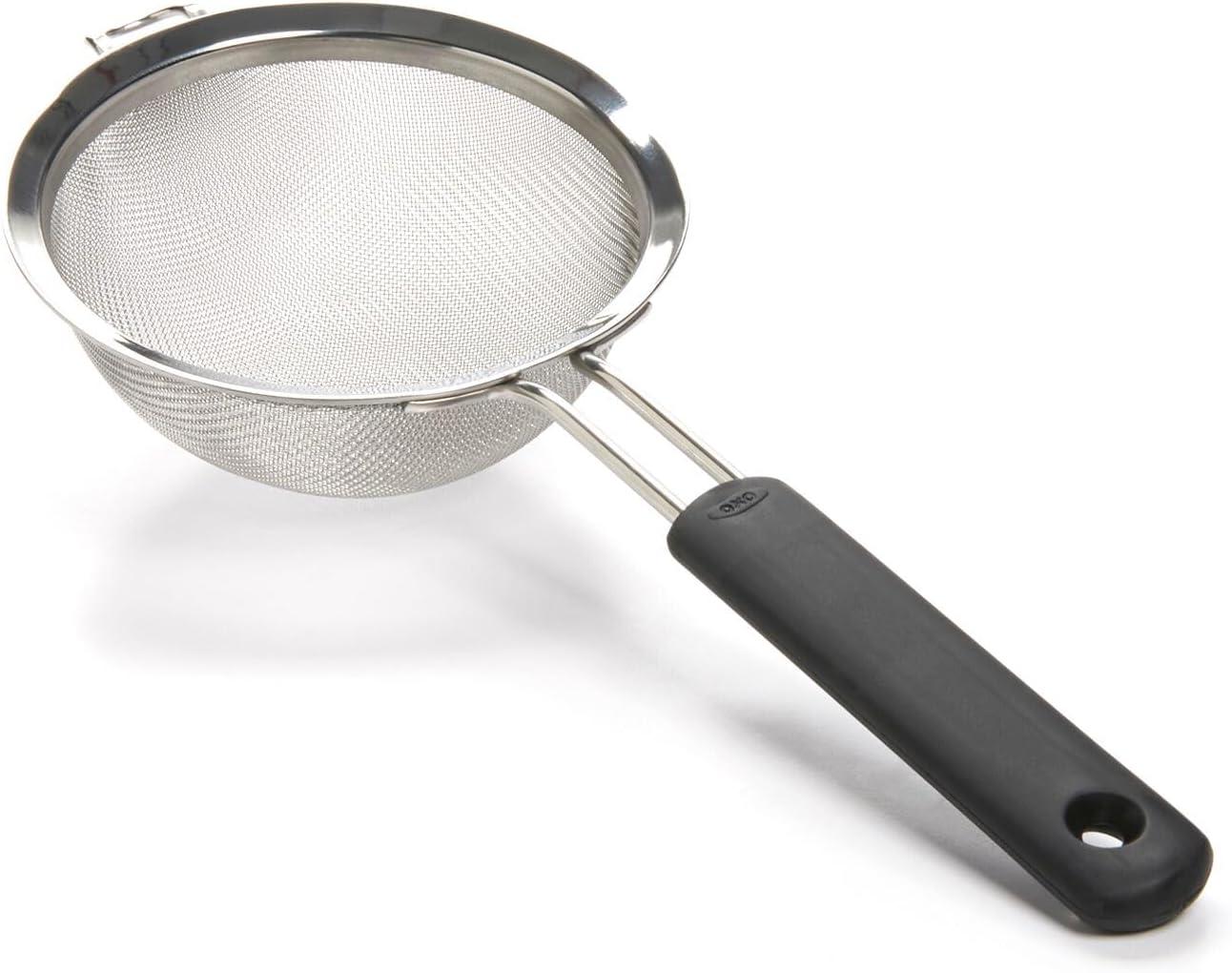 8-Inch Stainless Steel Fine Mesh Strainer with Black Handle