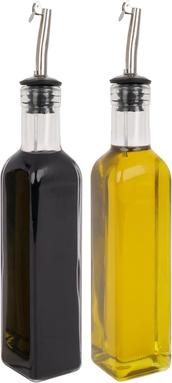 Autumn Alley Rustic Farmhouse Oil and Vinegar Dispenser Set with Galvanized Holder – Farmhouse Kitchen Decor