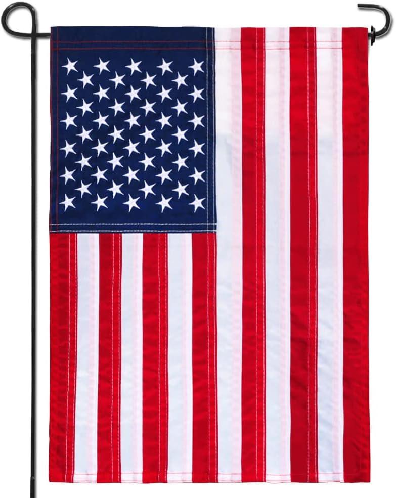 Patriotic Embroidered Stars USA Garden Flag 18 x 12.5 Inch