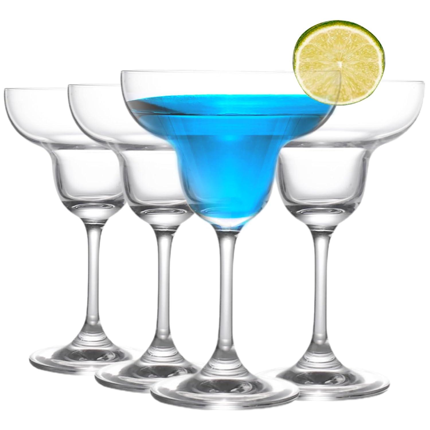 Glaver’s 4-Pc Margarita Glass Set 10 oz Bar Glasses for Cocktails, Martini & Margarita
