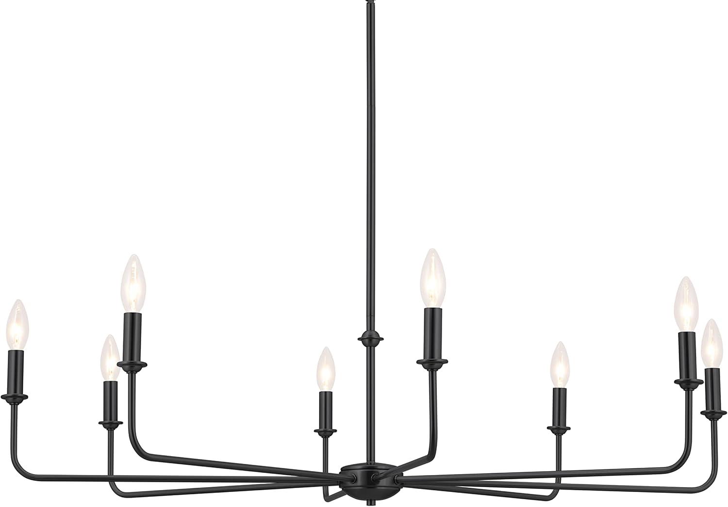 Classic 8 Light Chandelier with White Linen Shades