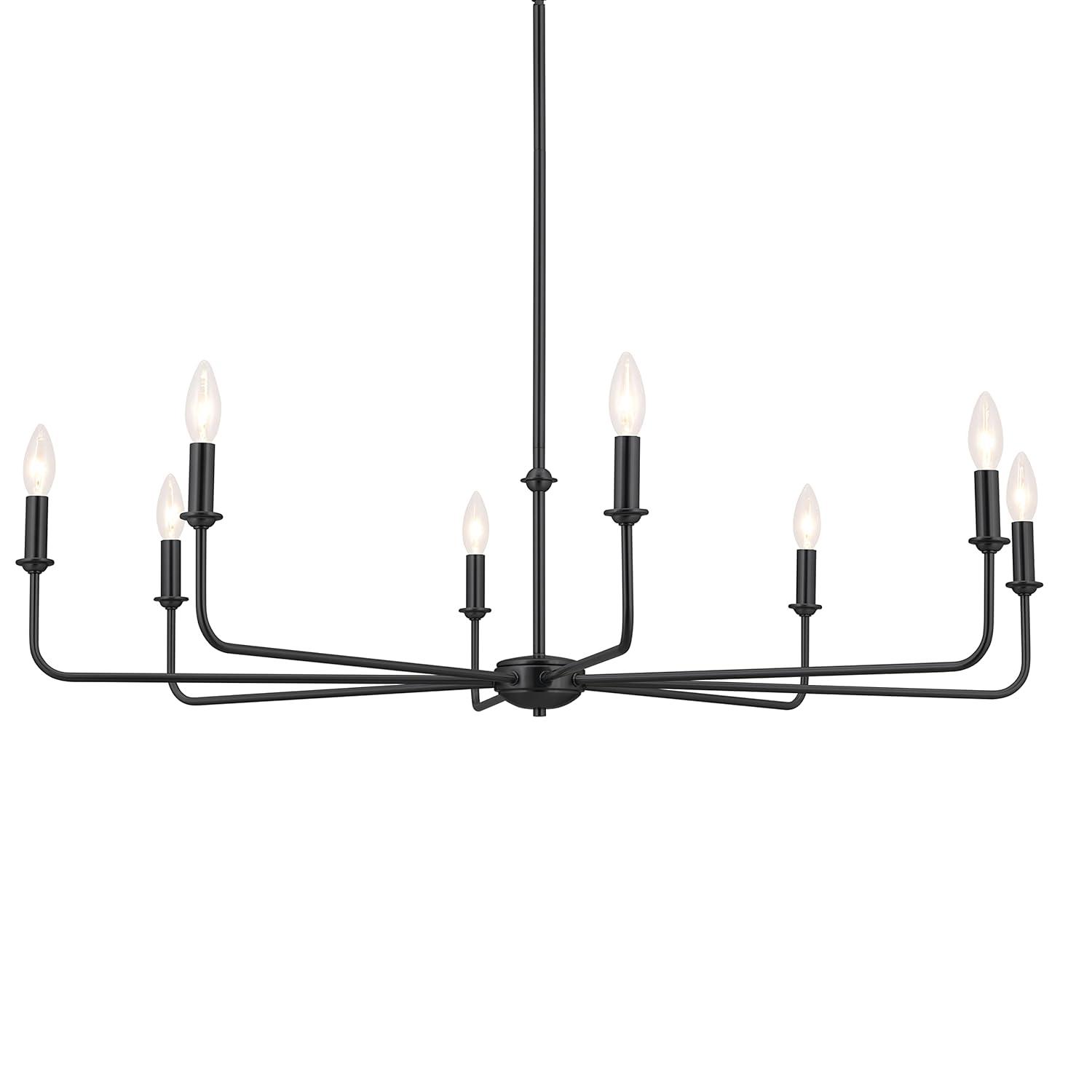 Classic 8 Light Chandelier with White Linen Shades