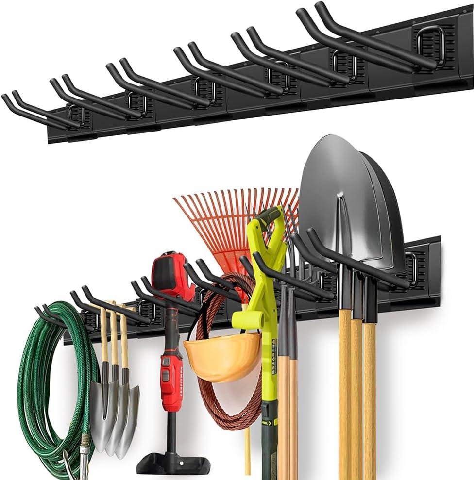 Heavy-Duty Black Steel Garage Wall Organizer with Hooks