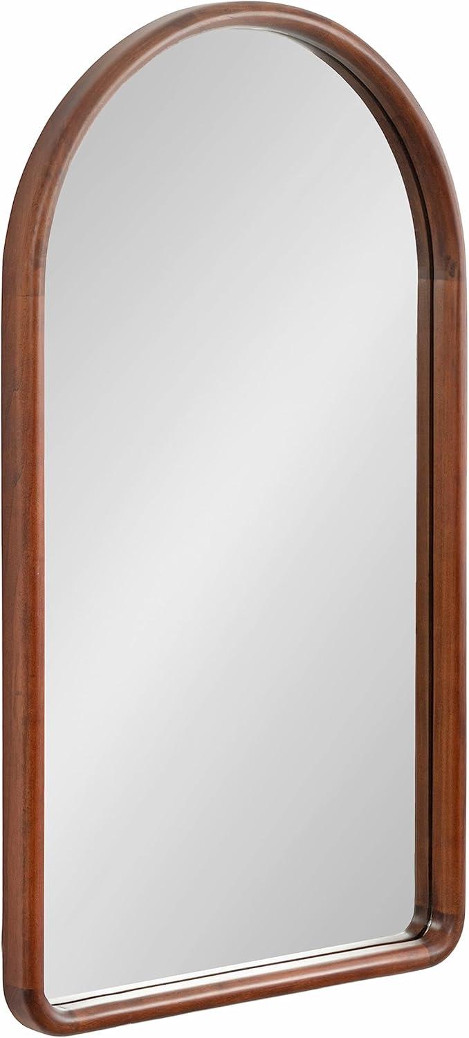 Kate and Laurel Talma Tall Arched Wall Mirror, 20 x 36, Dark Walnut, Transitional Arch Mirror with Solid Poplar Wood Frame and Rounded Frame Profile