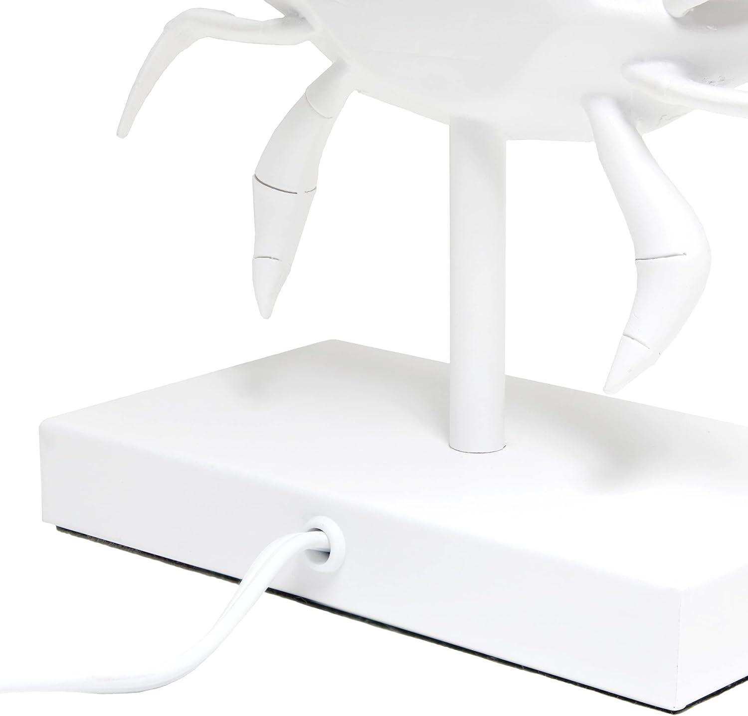 Simple Designs 18.25" Shoreside Tall Coastal Pinching Crab Shaped Bedside Table Desk Lamp White: Nautical Decor, ETL Listed