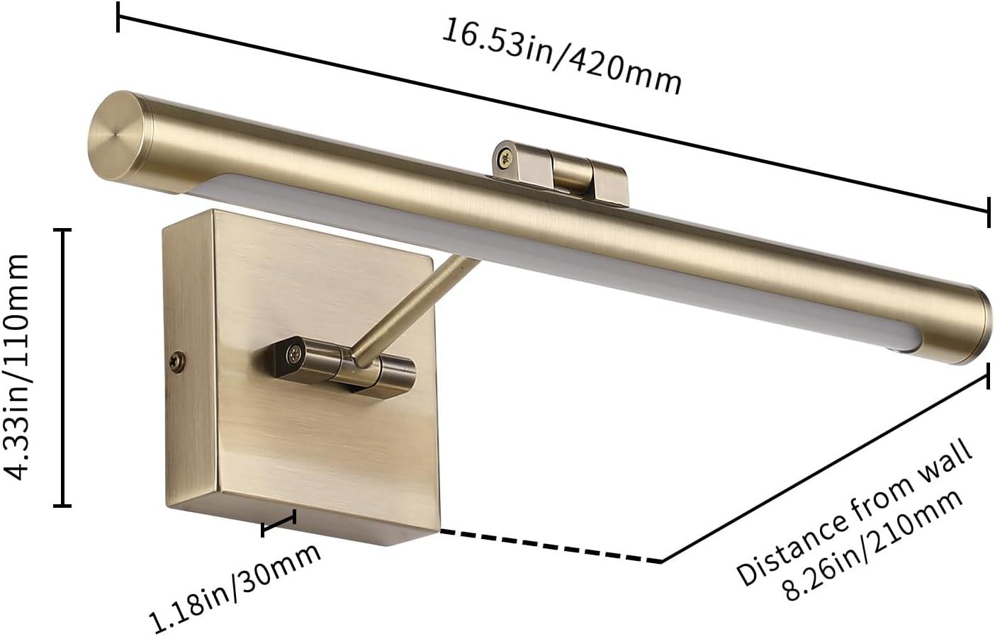 Joosenhouse LED Picture Lights for Paintings Bronze Finish 16.53" Long Swing Arm Display Wall Art Light 9W Gallery Hallway Lighting Over Pictures,Hardwired Connection 3000K,Non-Dimmable