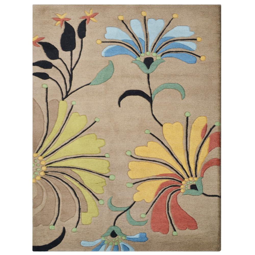 Rugsotic Carpets Hand Tufted Wool Eco-Friendly Area Rugs - 5'x8', Rectangle, Camel, Modern Contemporary Design, High Pile Handmade Anti Skid Rugs for Living Room, Bed Room (K00219)
