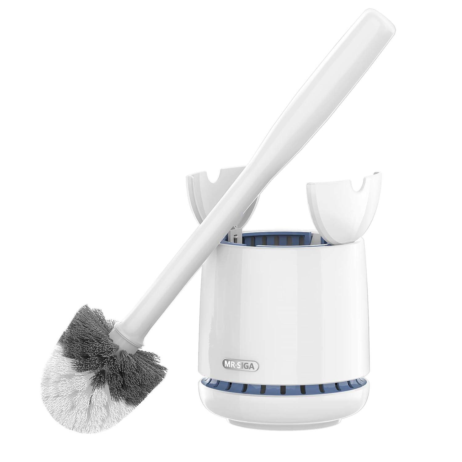 MR.SIGA Premium Toilet Bowl Brush and Holder for Bathroom Cleaning, White, 1 Pack