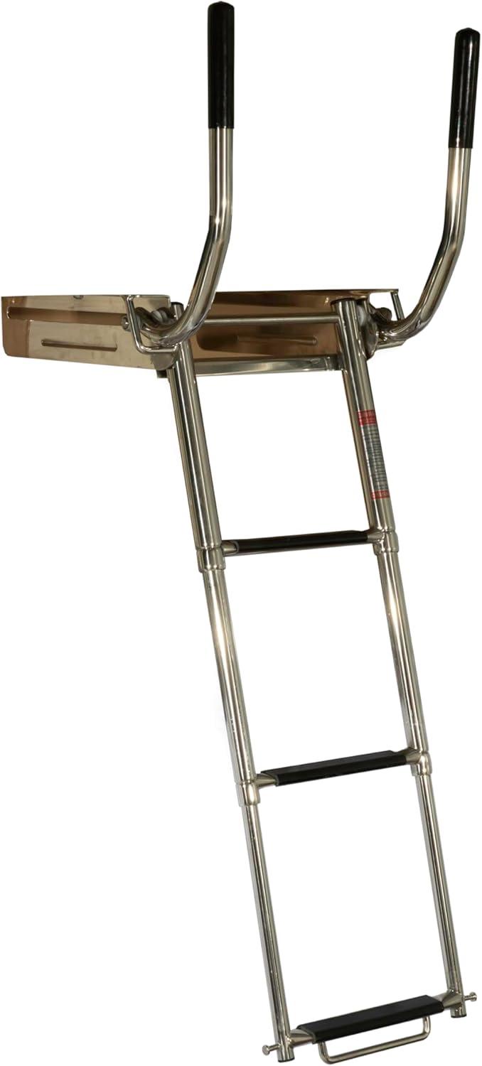 Extreme Max 3006.8804 Undermount Telescoping Pontoon, Dock, and Swim Raft Ladder with Hidden Handle and Rubber Grips - 4-Step