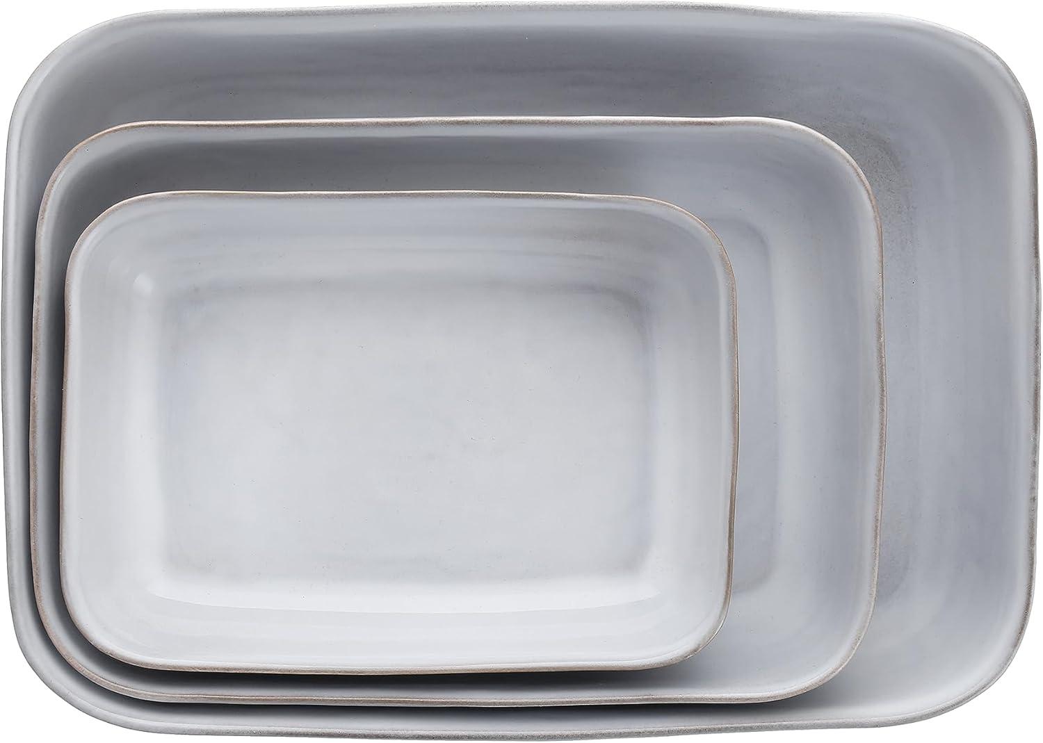 Gray Stoneware 3-Piece Rectangular Baker Dish Set