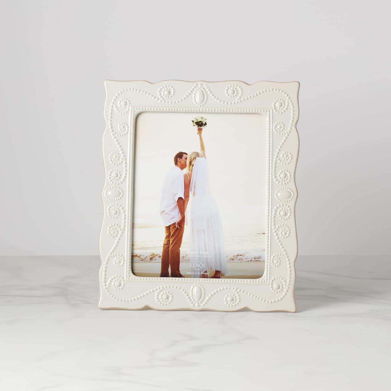 Classic White Ceramic Beaded 8" x 10" Picture Frame