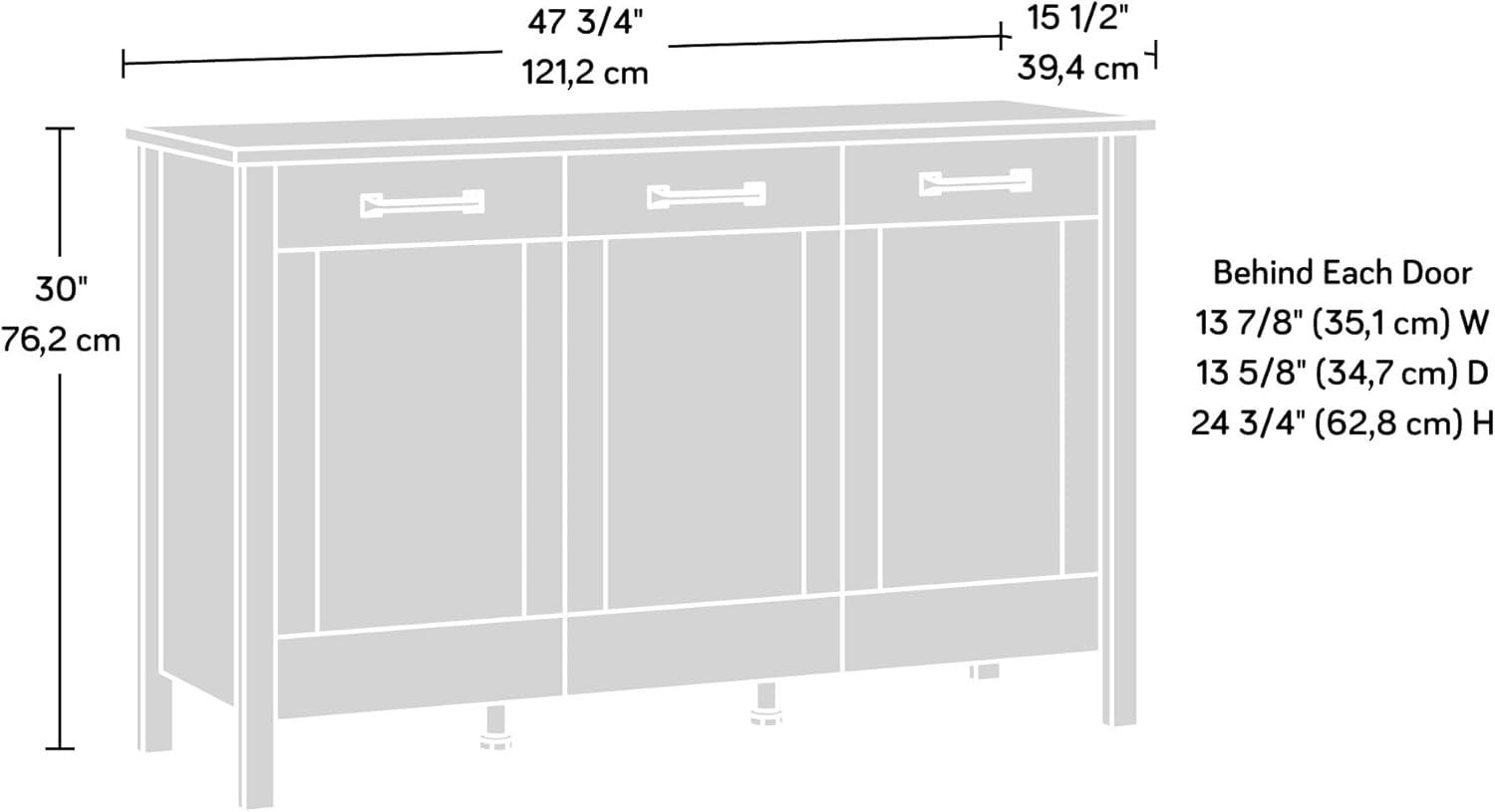 Raven Oak 3-Door Freestanding Storage Cabinet with Adjustable Shelving