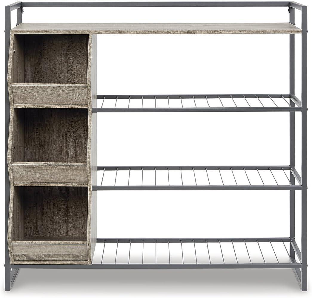 Signature Design by Ashley Casual Maccenet Shoe Rack  Grayish Brown/Gunmetal