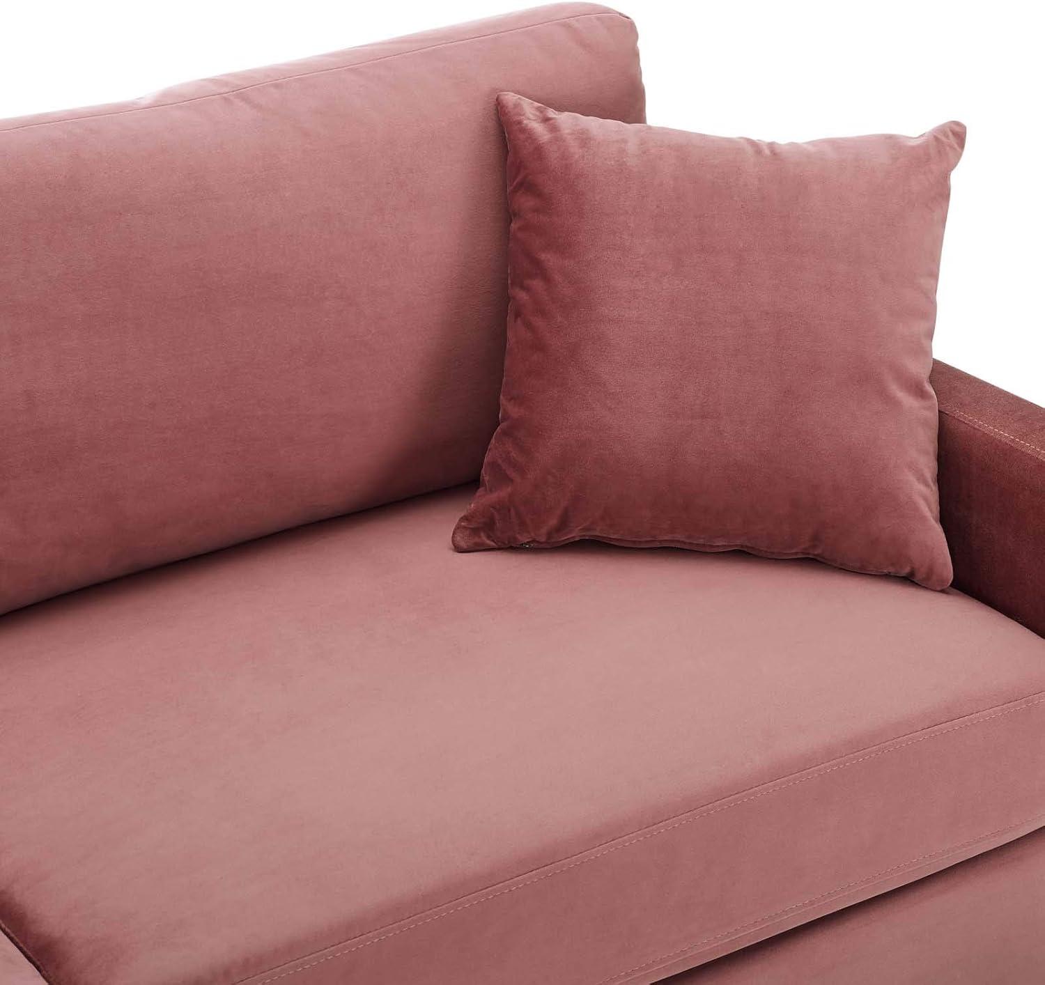 Modway Juliana Performance Velvet Sofa in Dusty Rose Pink & Gold