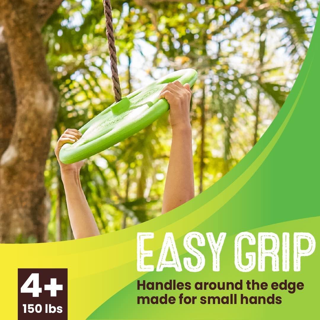 Green Adjustable Plastic Tree Swing with Easy-Grip Handles