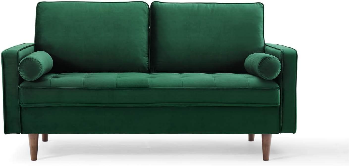 Modway Valour Performance Velvet Loveseat in Green