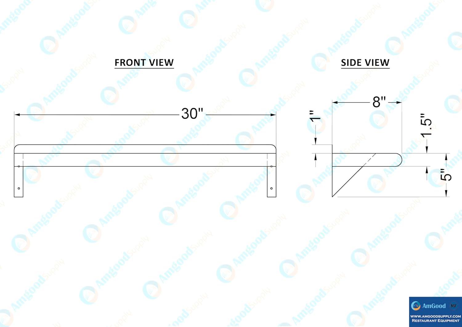 30" Stainless Steel Wall Shelf with Brackets