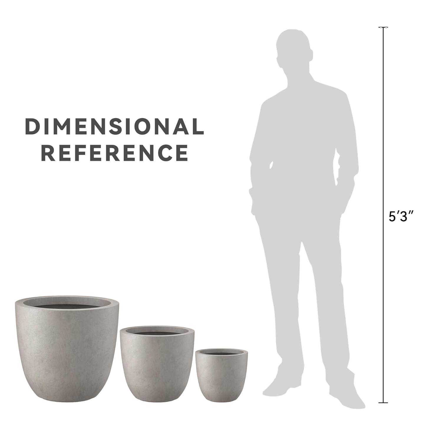 Kante Kante 3 Piece 18", 14", and 10"W Round Planters, Outdoor Indoor Modern Planter Pots, Lightweight, Weather Resistant, Seamless with Drainage Hole Set