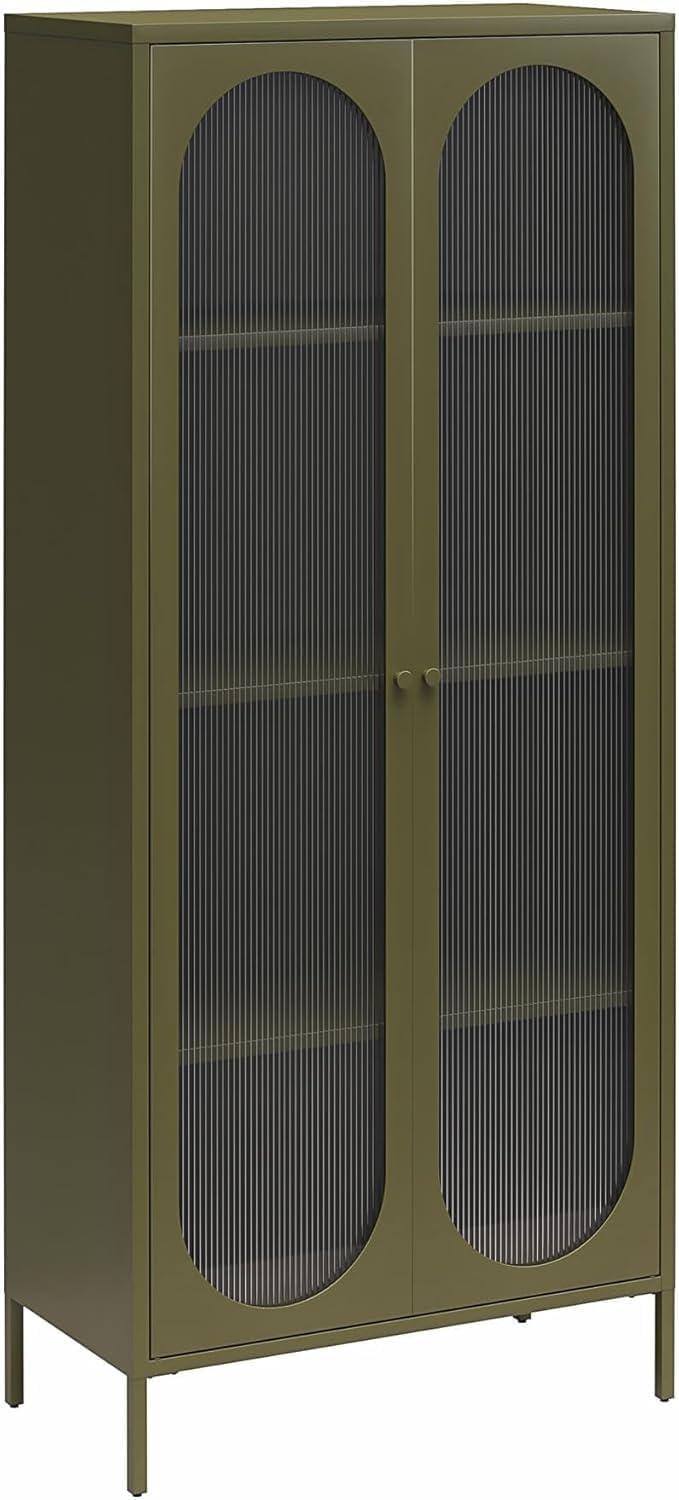 Luna 72.88'' Tall Accent Cabinet with Fluted Glass