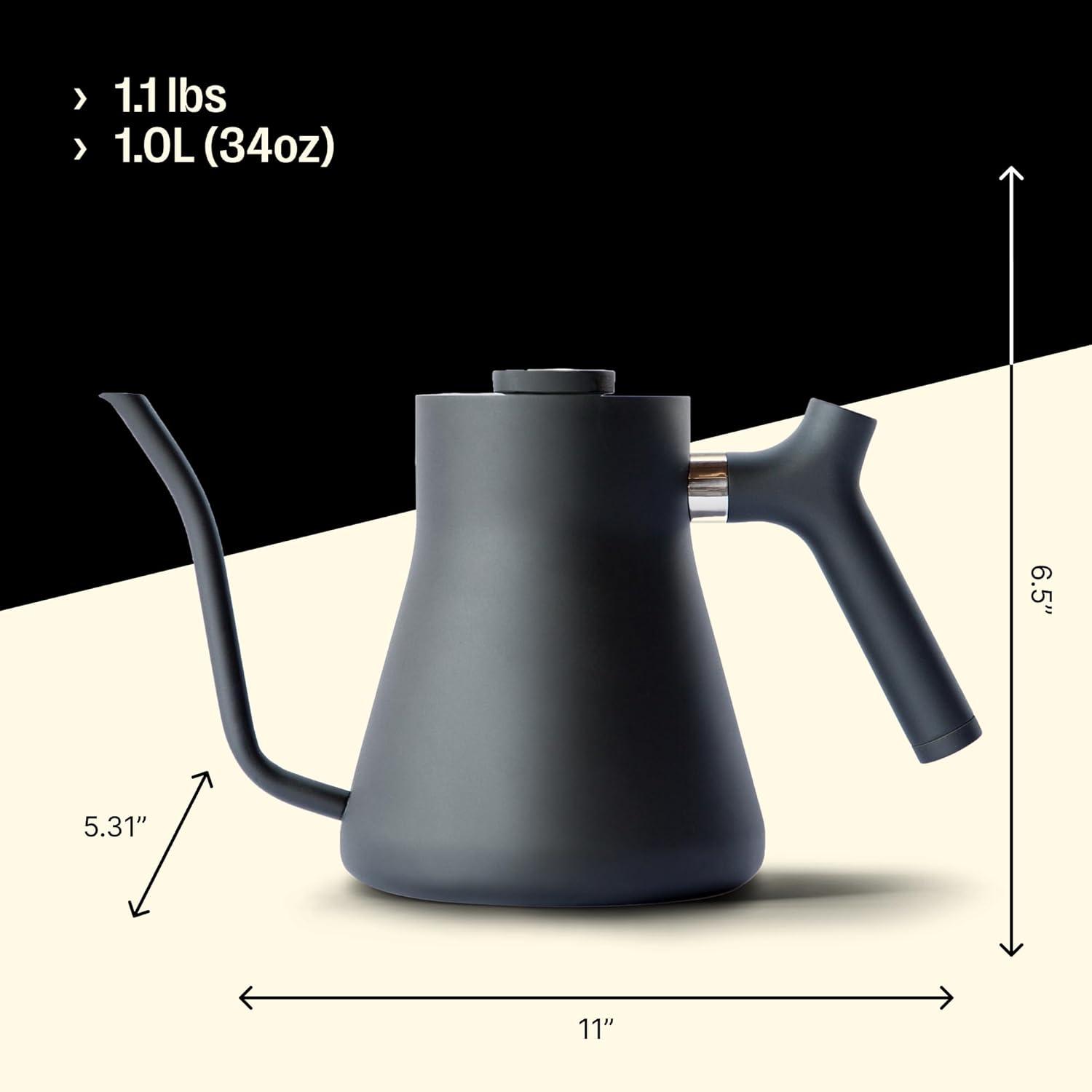 Matte Black Stainless Steel Gooseneck Pour-Over Kettle with Thermometer