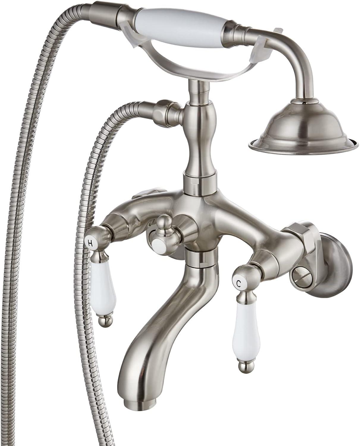 2 Handle Wall Mounted Clawfoot Tub Faucet