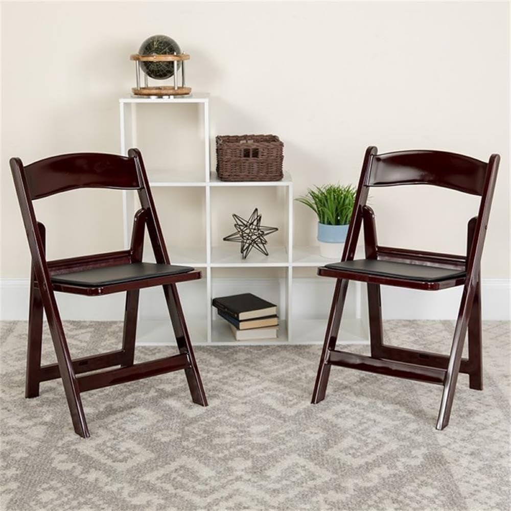 Flash Furniture Hercules Folding Chair - Red Mahogany Resin - 2 Pack 800LB Weight Capacity Comfortable Event Chair - Light Weight Folding Chair