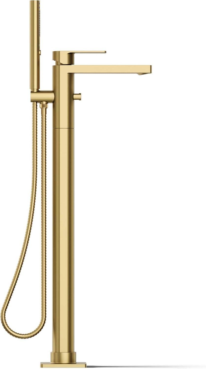 Parallel Floor-Mount Bath Filler Trim With Handshower