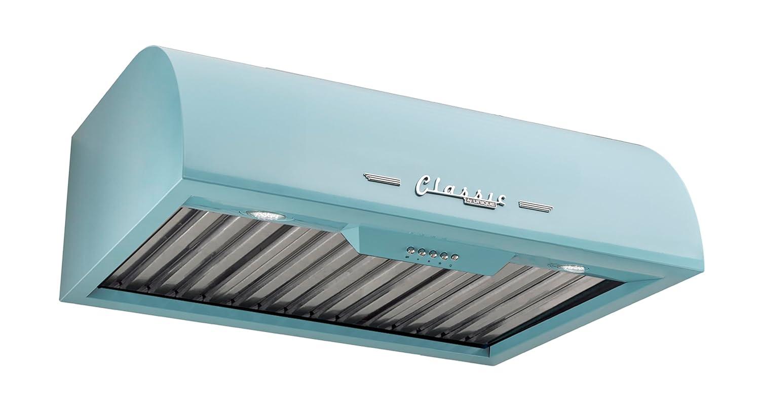 Classic Retro 24" 500 CFM Ducted Under Cabinet Range Hood with Stainless Steel Baffles and Light