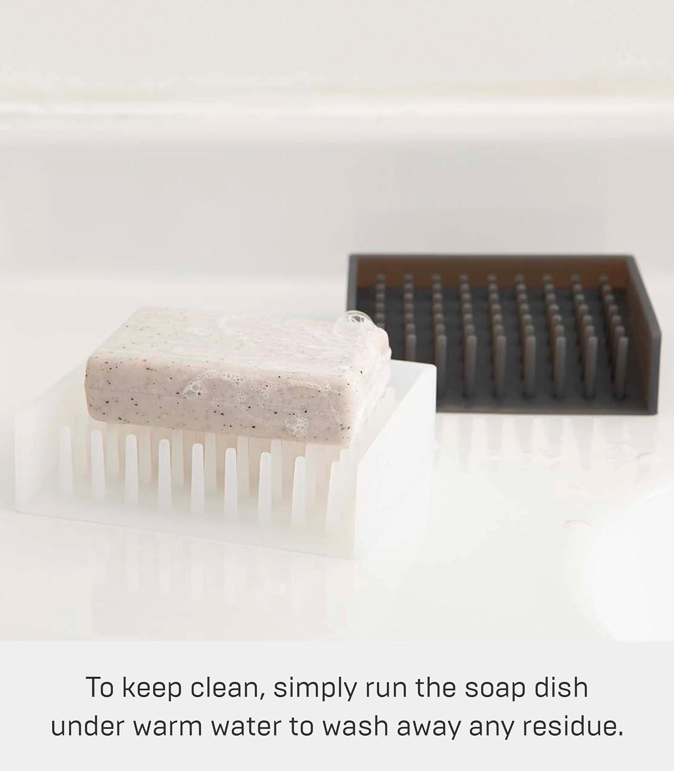 Black Silicone Self-Draining Soap Tray with Spikes