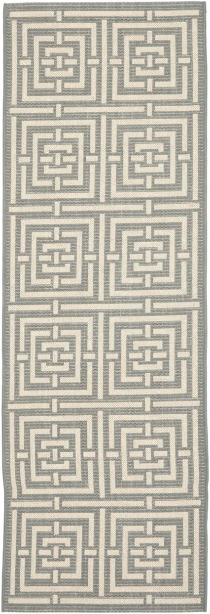 Gray Synthetic Stain-Resistant Outdoor Rug, 27" x 10"