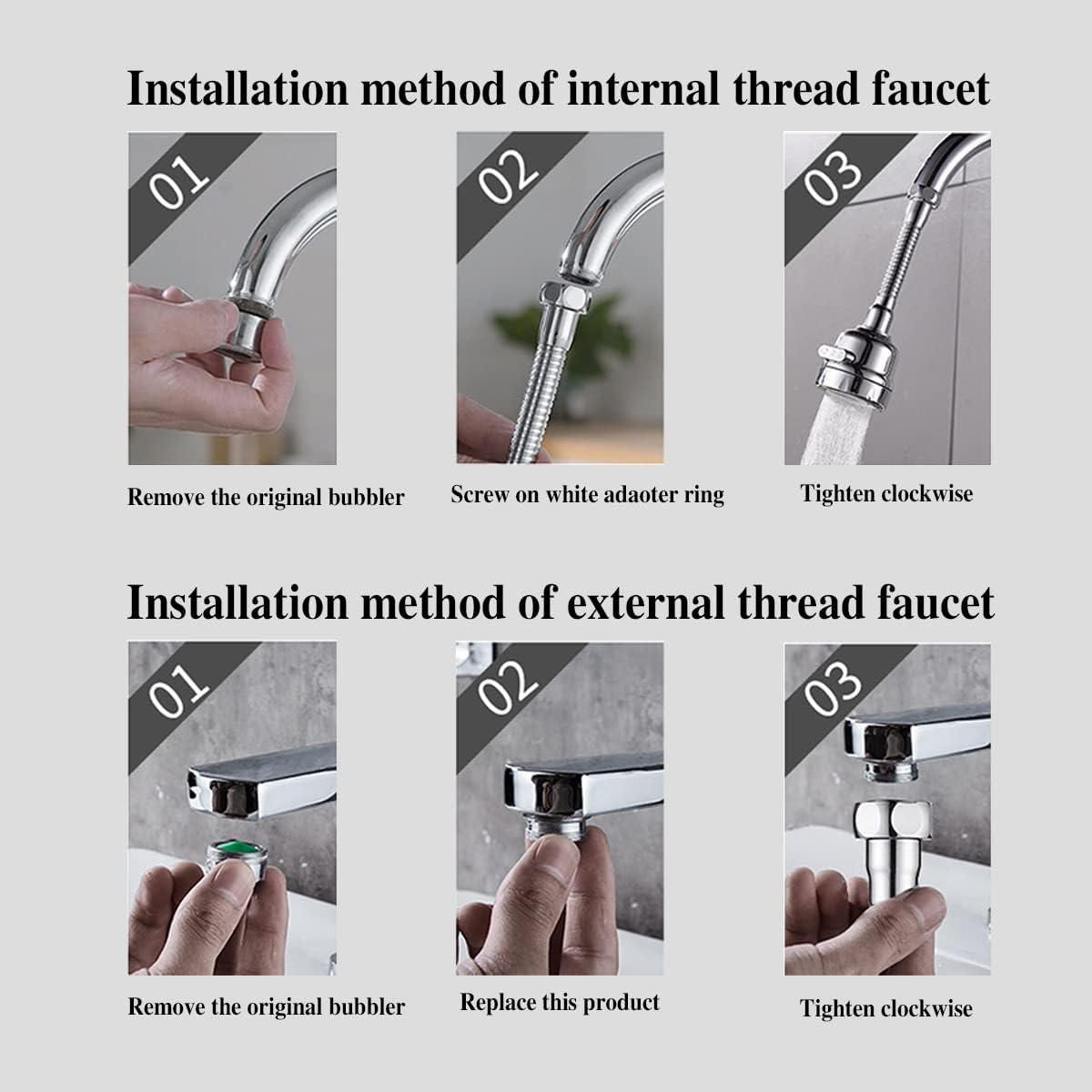 Kitchen Faucet Sprayer Attachment, Movable Faucet Extender for Kitchen Sink, 360° Rotatable Sink Faucet Head Anti-Splash Tap Booster Shower and Water Saving Faucet for Kitchen