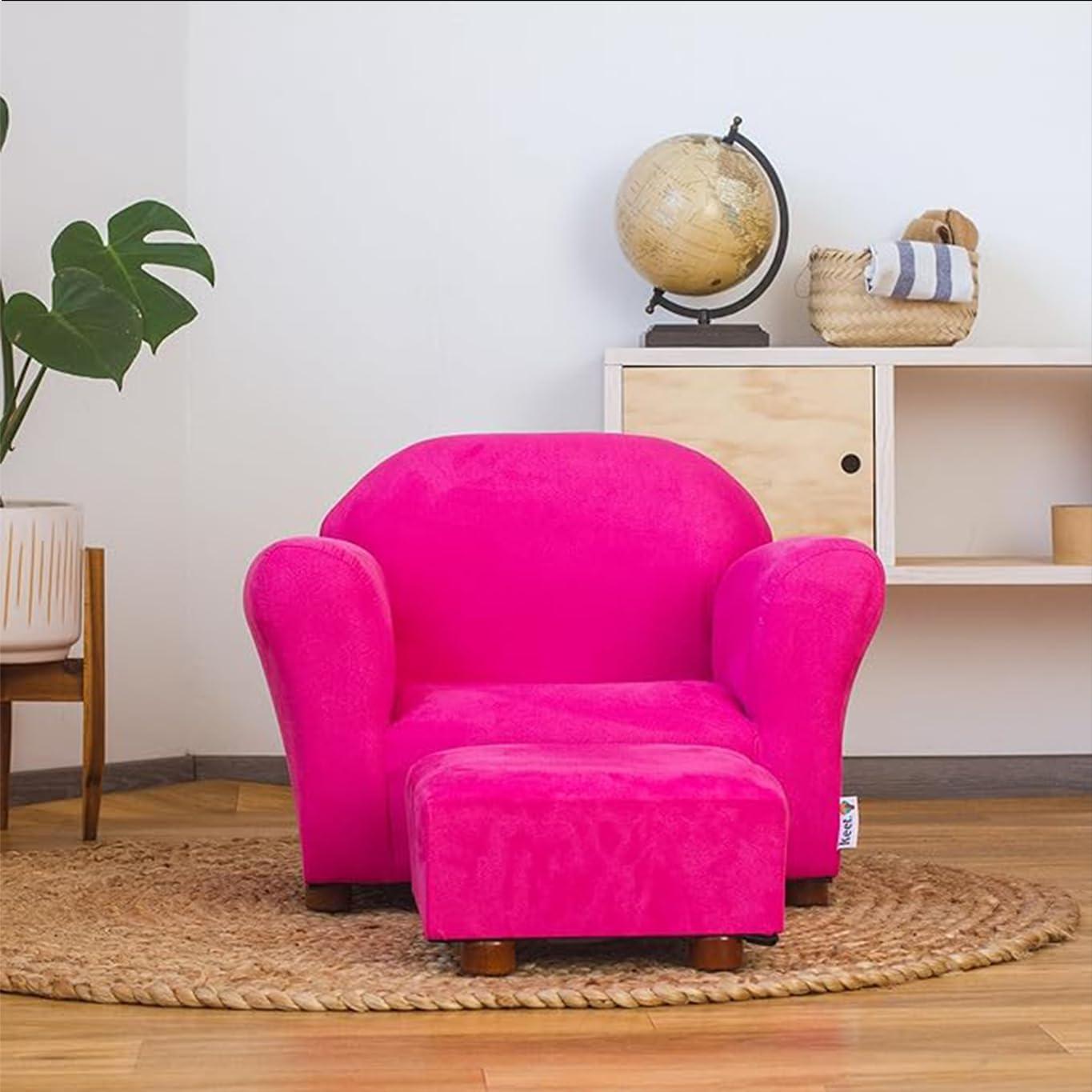 Keet Keet Roundy Chair Microsuede with ottoman Hot Pink