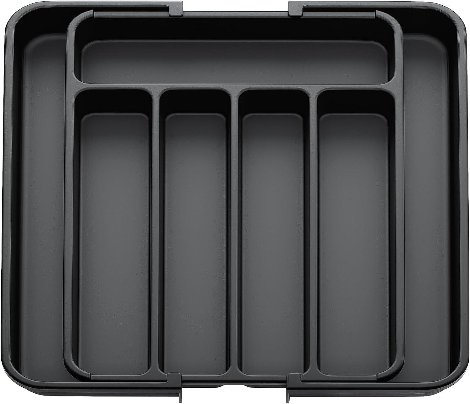 Charext Expandable Silverware Drawer Organizer with Large Capacity, Non-Slip Silicone Pads Flatware Divider, Easy to Clean, Elegant Design Reduces Slippage, Fits Any Kitchen or Home Style