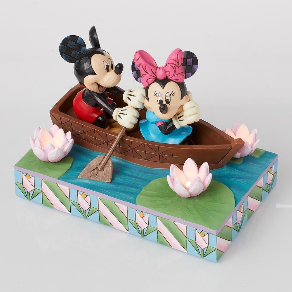 Mickey and Minnie Resin LED Rowboat Figurine, 4.5 Inch