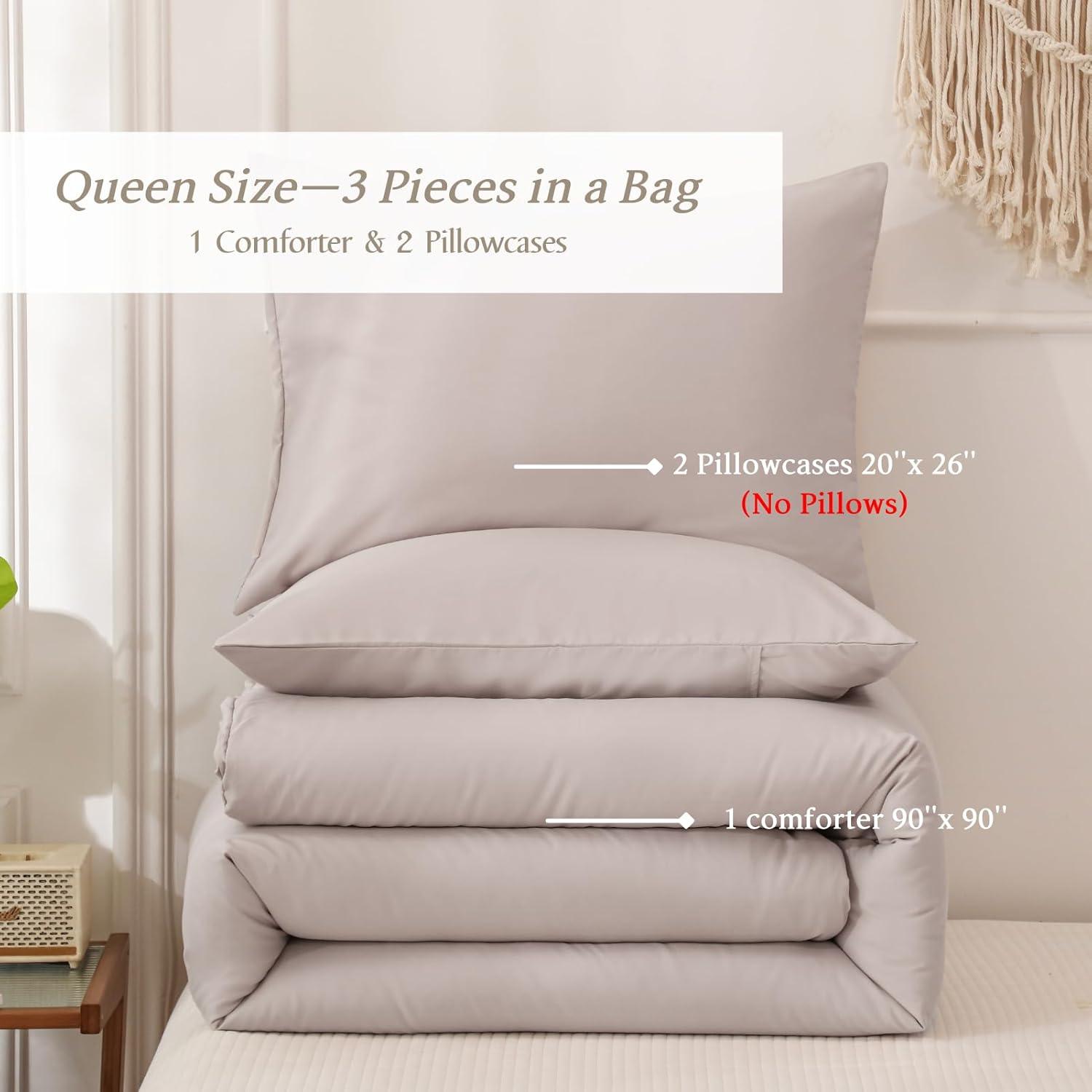 SPRINDAY Queen Comforter Set For Adult, 3 Piece Sage Green Comforter Sets & Bedding For All Season