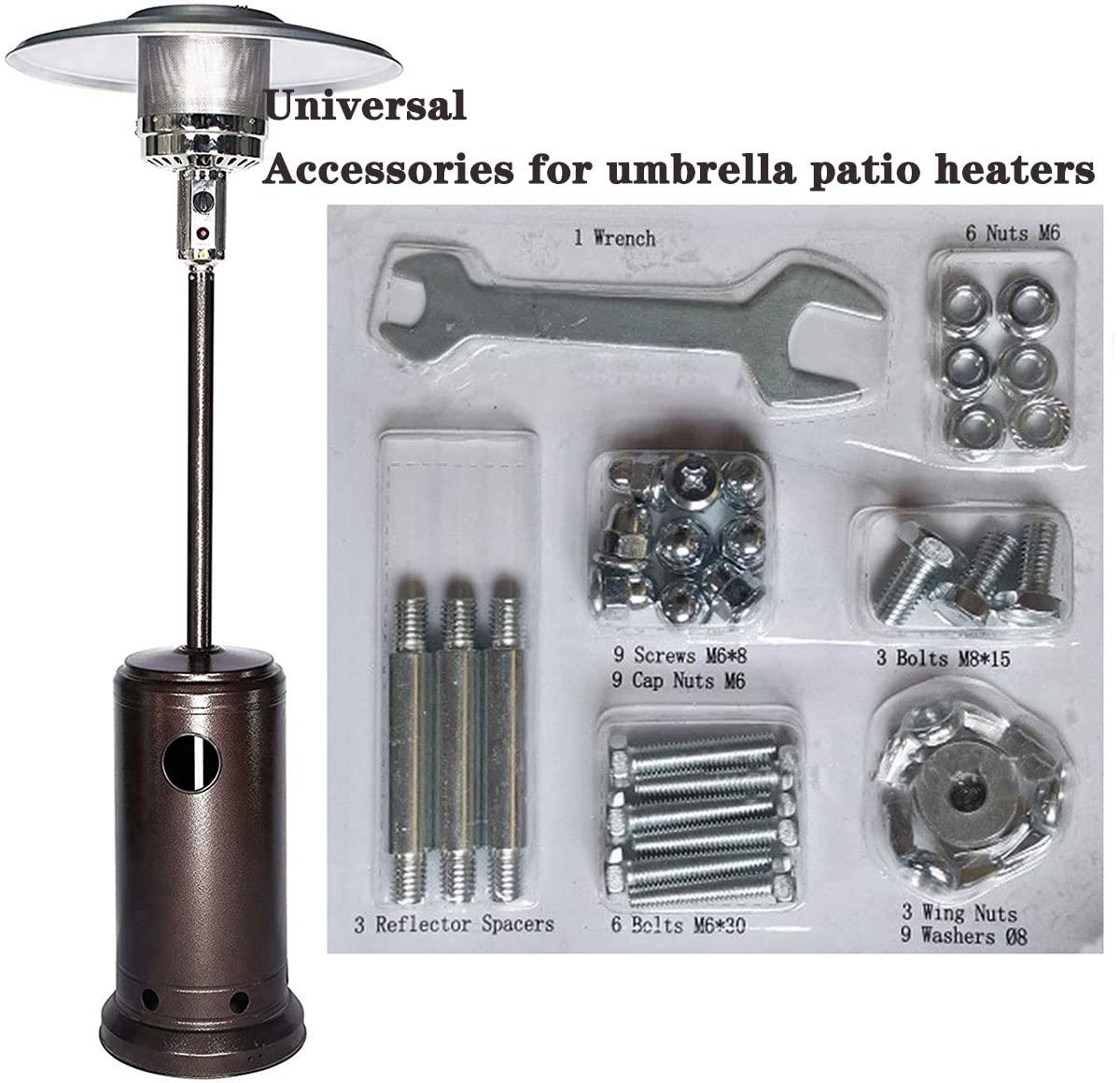 Outdoor Heaters for Patio Heater Replacement Parts-Bolt & Nut Set Patio Heater Reflector Shield Accessories Round Umbrella Outdoor Heaters for Patio Hardware