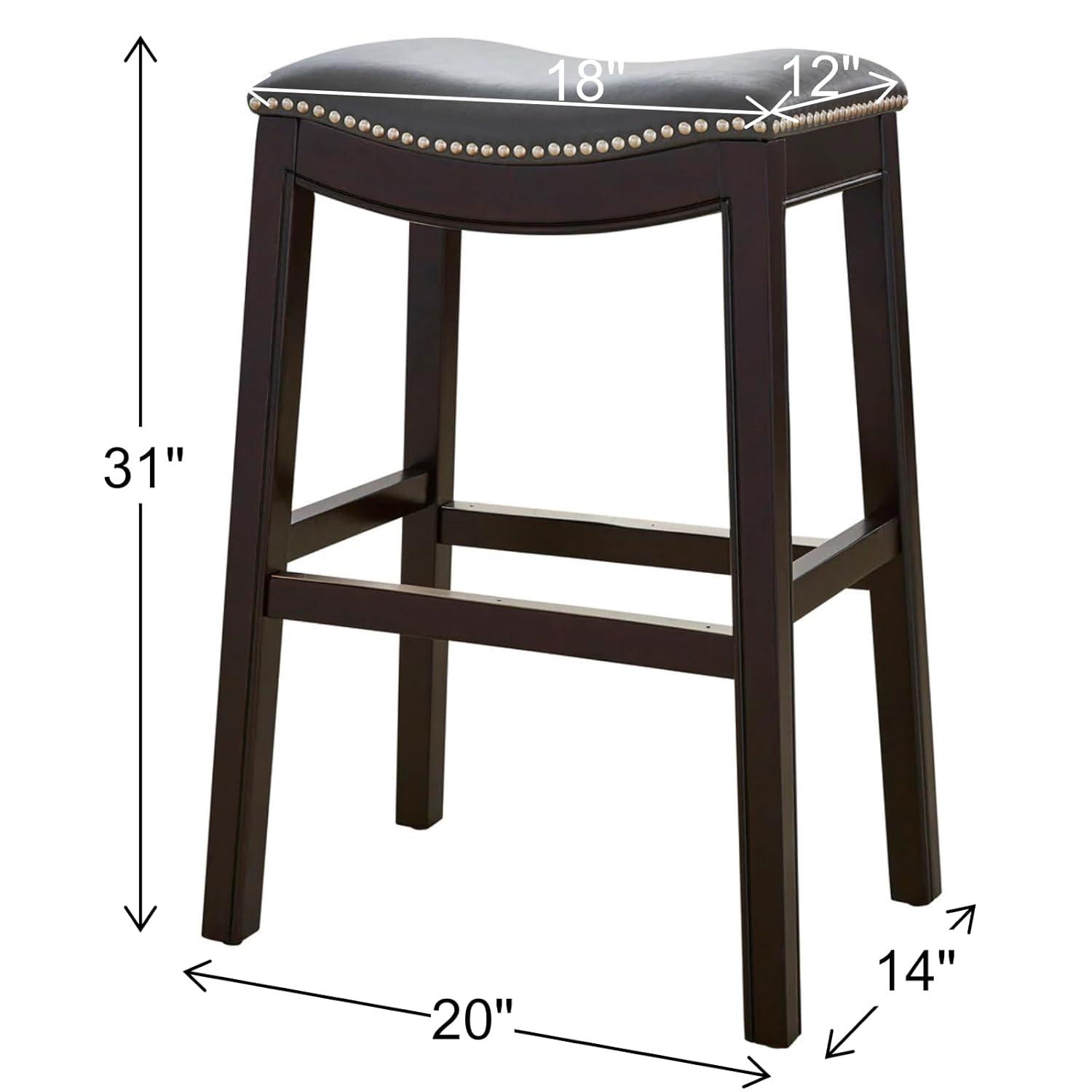 Julian 30in. H Bar-Height Wood Barstool with Gray Faux-Leather Seat