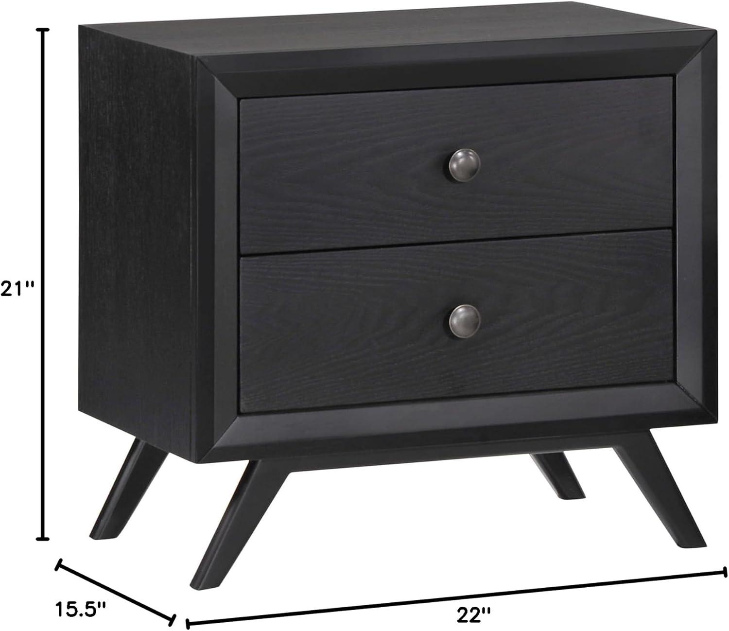 Modway MOD-5240 Tracy Mid-Century Modern Wood Nightstand in Black