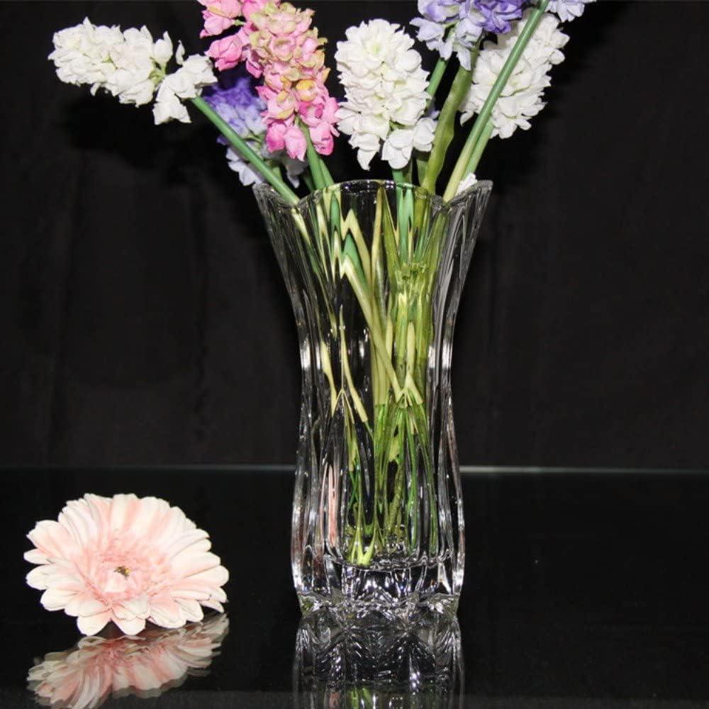 YISHENGRONG Flower Vase Large Size Phoenix Tail Shape Thickened Crystal Glass for Home Decor, Wedding or Gift - 9.5" High x4.5 Wide,with Color Box